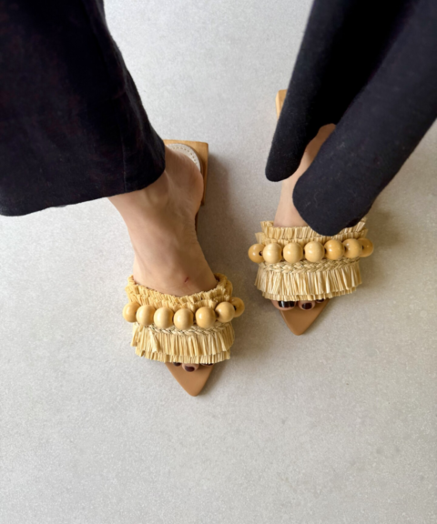 Tamanco Feminino em Couro e Palha Orla